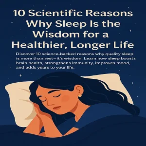 "Digital illustration showing a peaceful person sleeping under stars and moon, symbolizing the wisdom of sleep for better health and life."