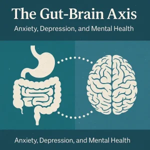 "The Gut-Brain Axis illustration showing the connection between gut microbiome and mental health