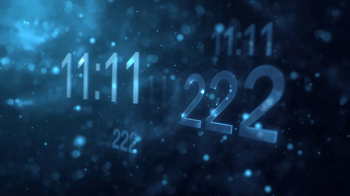 A symbolic digital illustration representing the psychology of repeating numbers and human perception