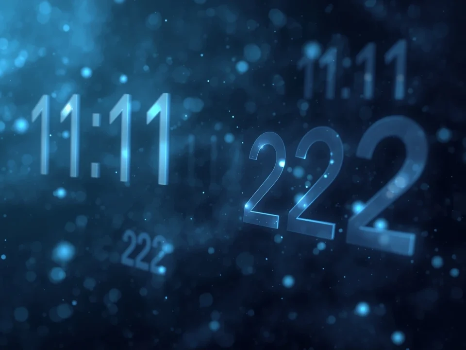 A symbolic digital illustration representing the psychology of repeating numbers and human perception